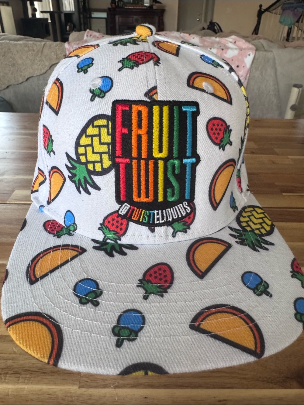 Stitches Fruit Twist White Multicolor Fruit Print Snapback Hat
